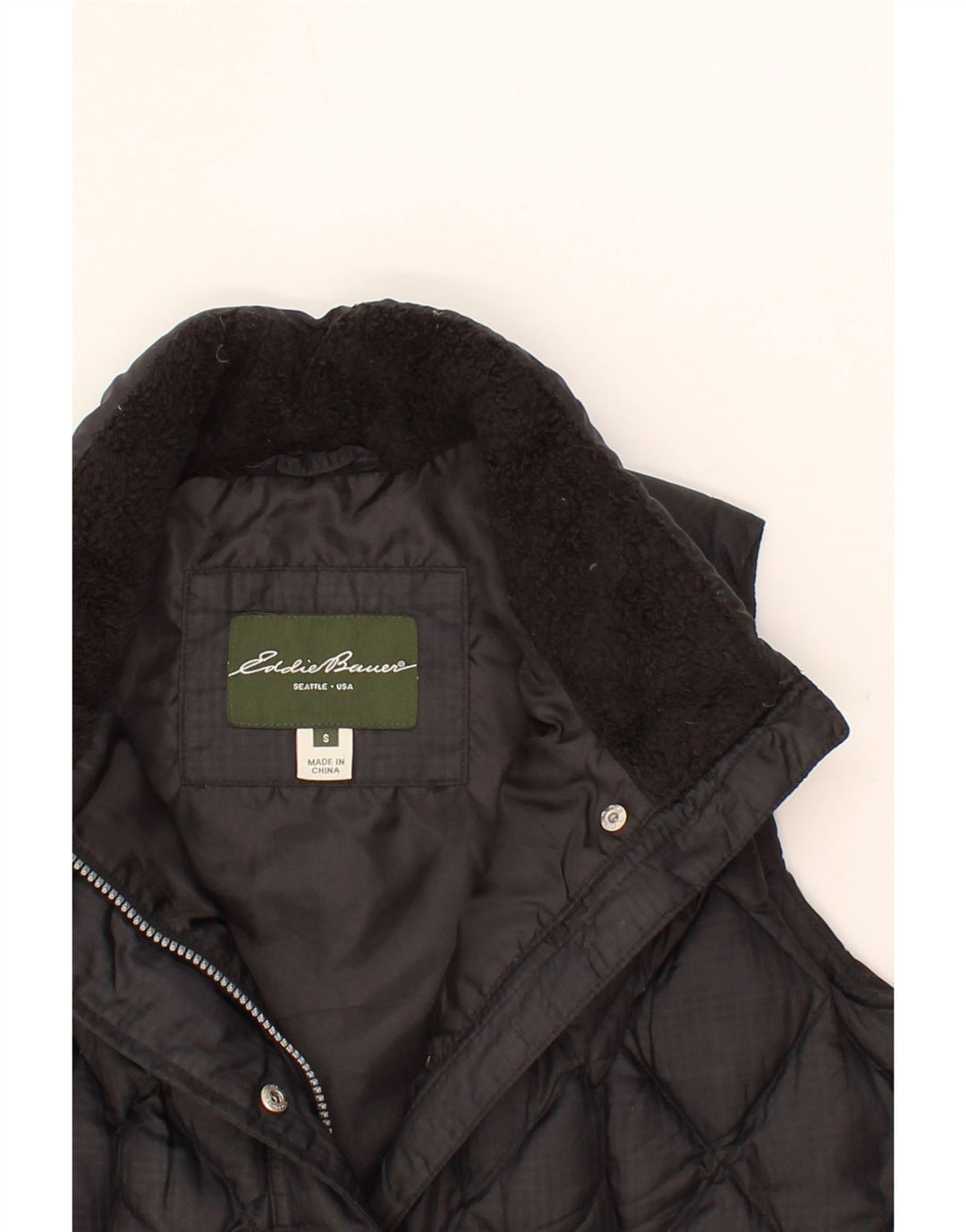 EDDIE BAUER Womens Padded Gilet UK 10 Small Black Nylon Vintage Eddie Bauer and Second-Hand Eddie Bauer from Messina Hembry 