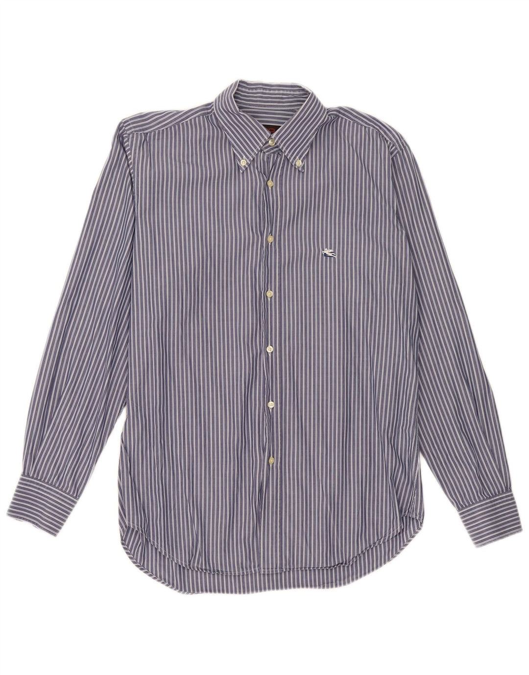 Camicia da uomo Etro taglia 41 grande cotone gessato blu navy