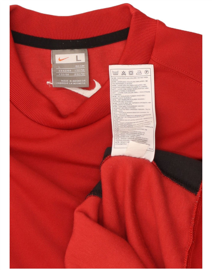 NIKE Felpa da uomo Maglione UK 42/44 Large Rosso Colourblock Poliestere