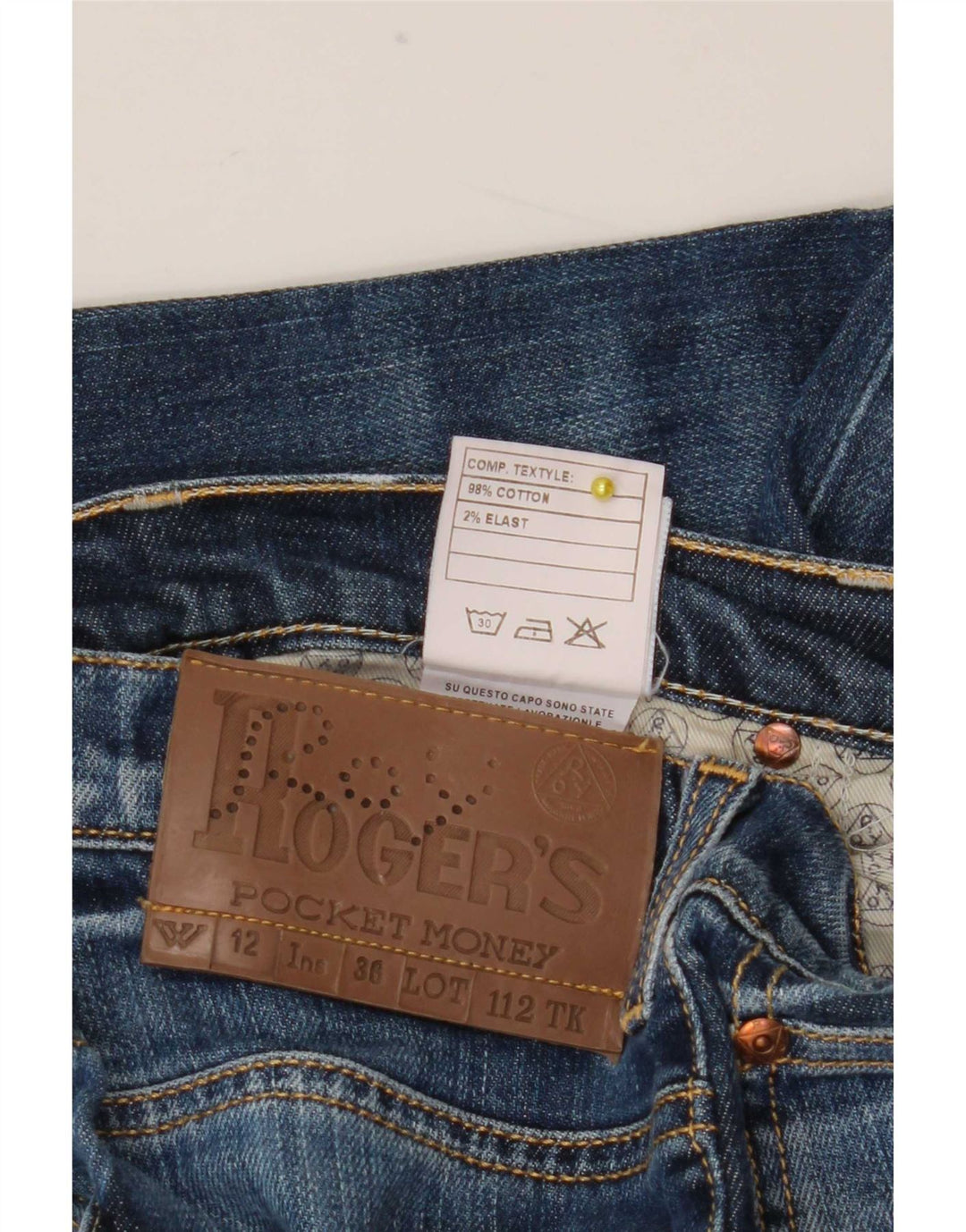 Jeans slim da donna Roy Rogers UK 12 medio W26 L30 cotone blu