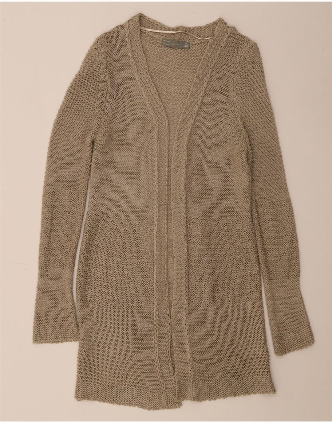 Maglione cardigan aperto oversize lungo da donna Zara UK 14 Beige medio