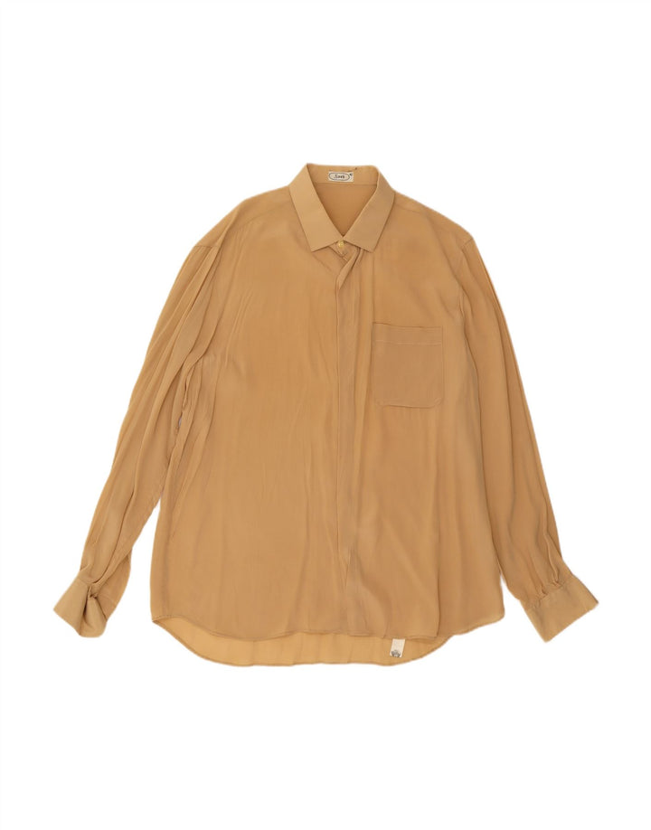 VINTAGE Mens Shirt Size 42 Large Beige Acetate