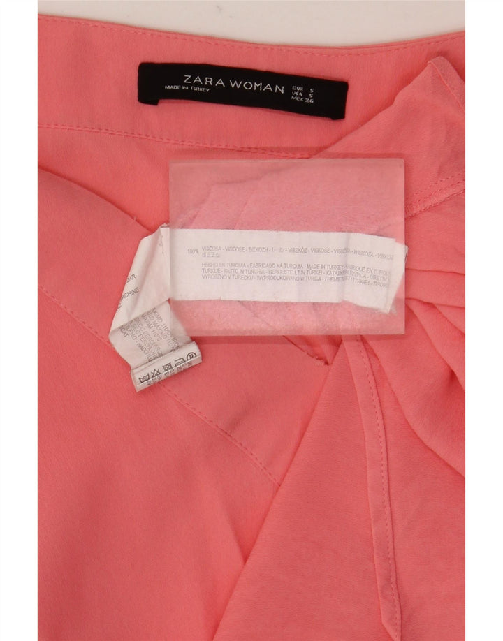 Top tunica a maniche lunghe da donna Zara UK 10 Small rosa viscosa