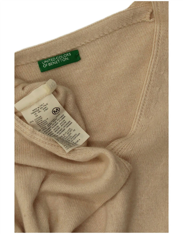 Maglione da donna con scollo a V Benetton UK 14 Cotone beige medio