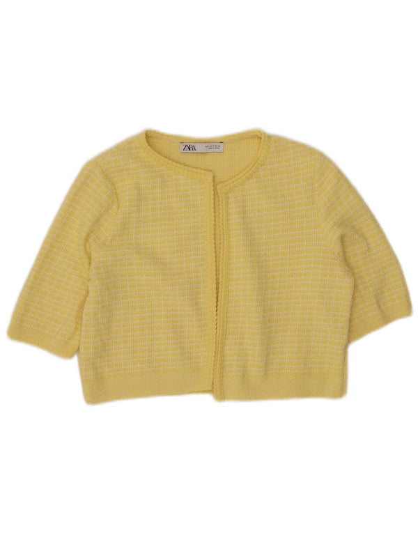 Maglione Bolero aperto corto a mezza manica da donna Zara UK 10 piccoli quadri gialli