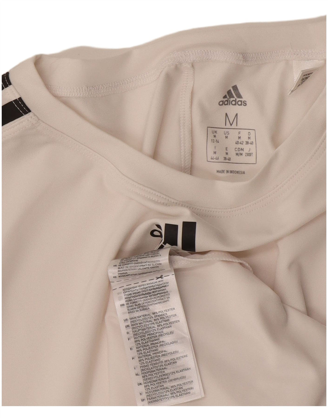 T-shirt grafica da donna Adidas Top UK 12/14 poliestere bianco medio