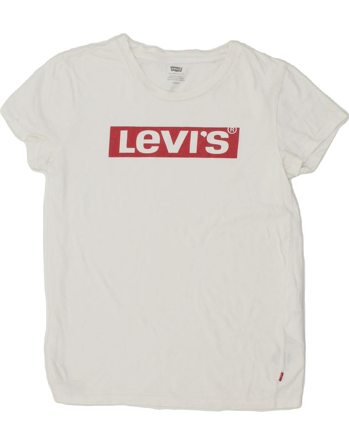 LEVI'S Womens Graphic T-Shirt Top UK 10 Small White Cotton Vintage Levi's and Second-Hand Levi's from Messina Hembry 