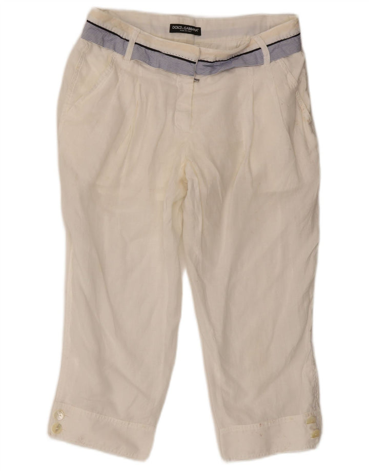 Pantaloni Capri con pegging da donna Dolce & Gabbana IT 42 medio W30 L21 bianco