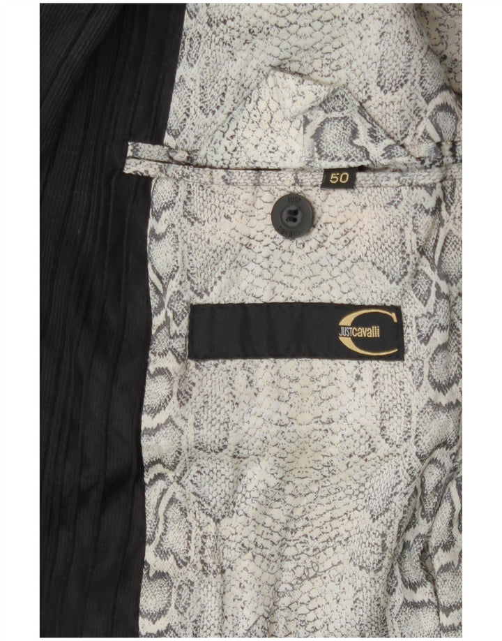 Just Cavalli Giacca Blazer da Uomo a 2 Bottoni IT 50 Grande Cotone a Righe Nere