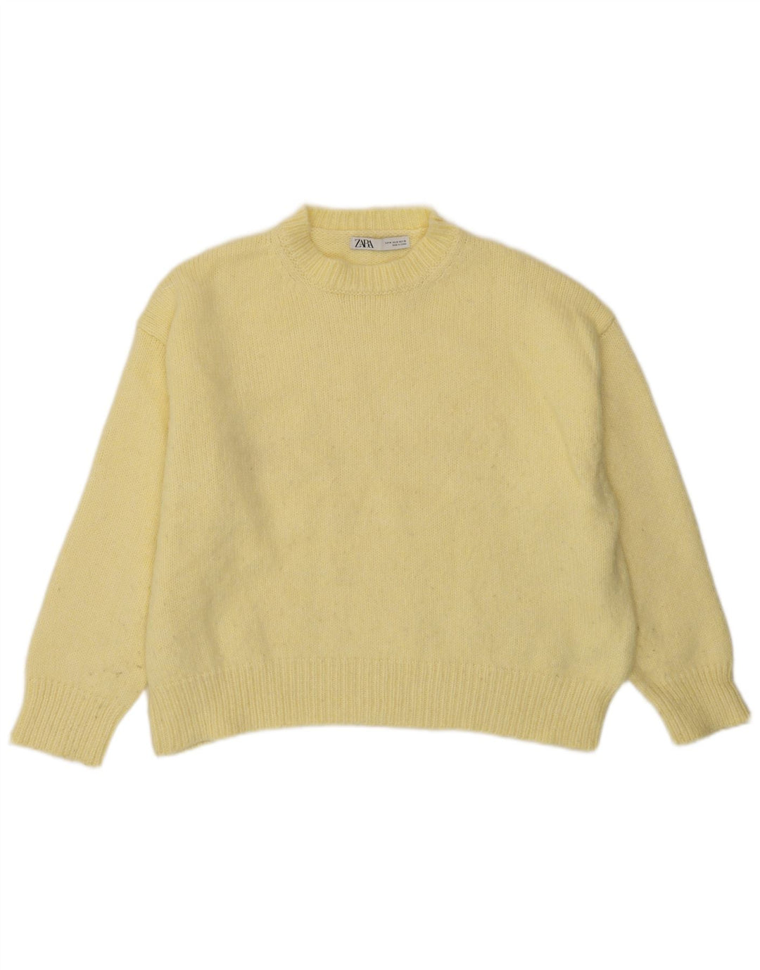 Maglione girocollo oversize corto da donna Zara UK 14 Giallo medio