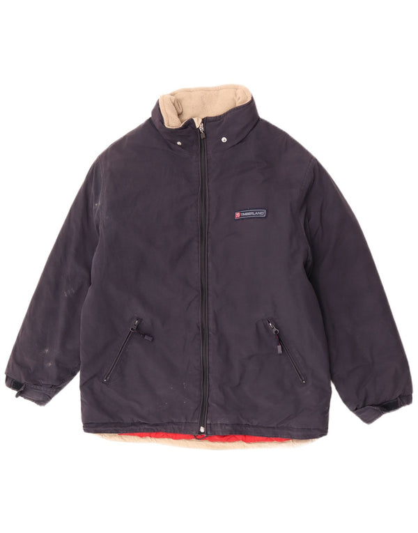 Giacca imbottita con cappuccio grafica per ragazzi Timberland 11-12 anni in cotone blu navy