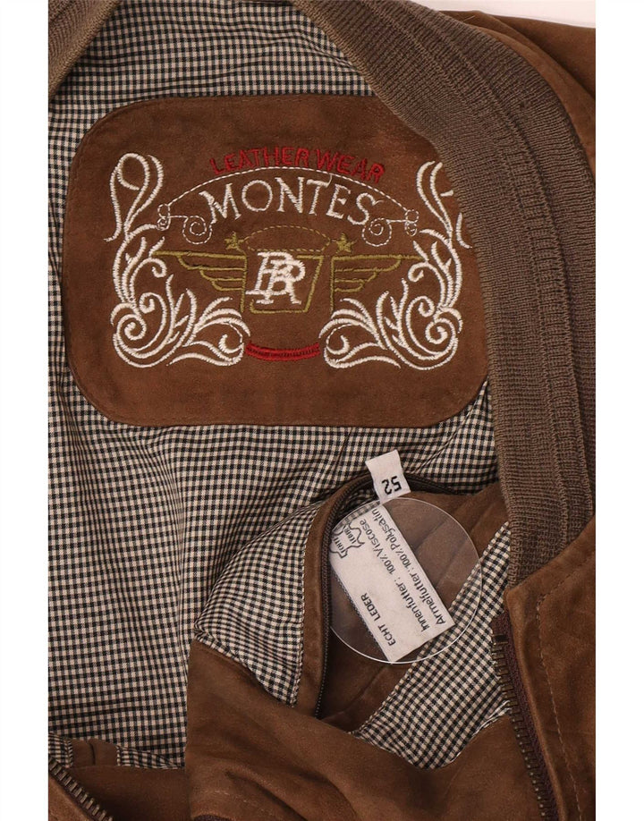 Giubbotto bomber in pelle scamosciata da uomo Montes EU 52 XL in pelle marrone