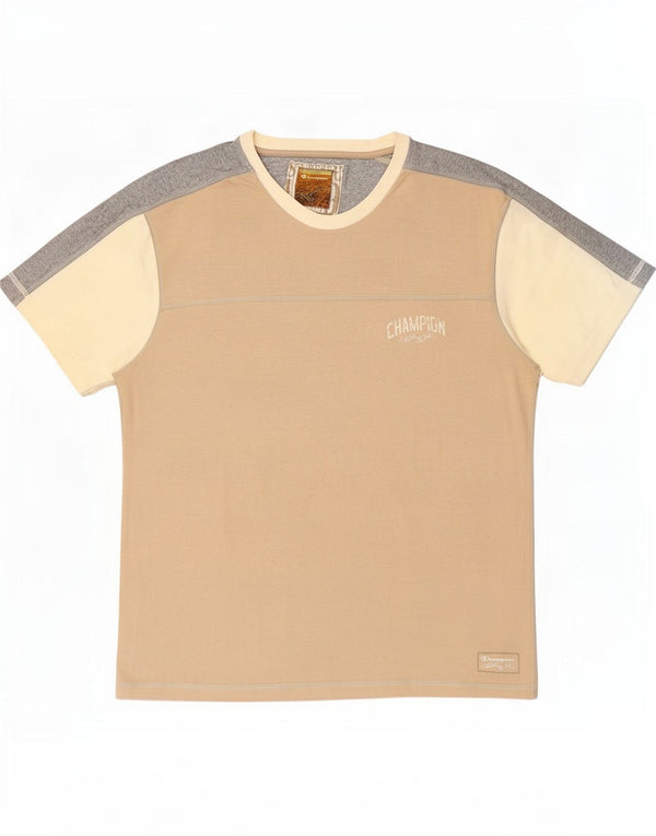 T-shirt da uomo Champion 2XL Beige Colourblock Cotton