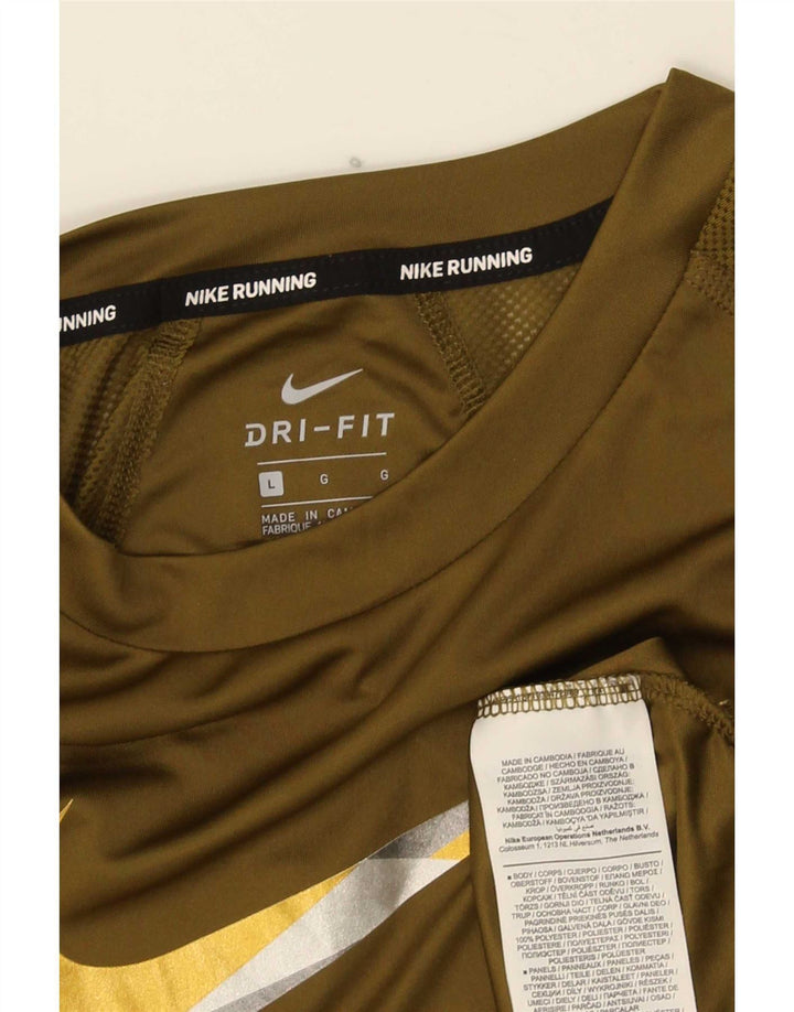 T-shirt grafica Nike Dri Fit da uomo, taglia grande, in poliestere kaki