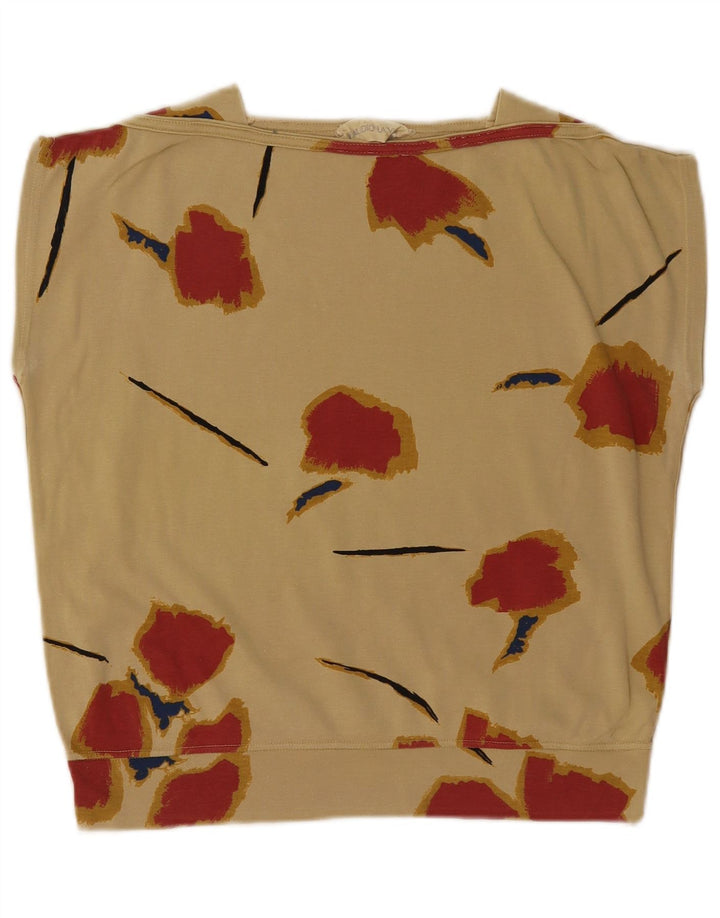 VINTAGE Womens Abstract Pattern Blouse Top IT 42 Medium Beige