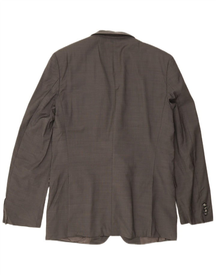 Giacca blazer da uomo a 2 bottoni lunga Hugo Boss UK 42 XL lana grigia