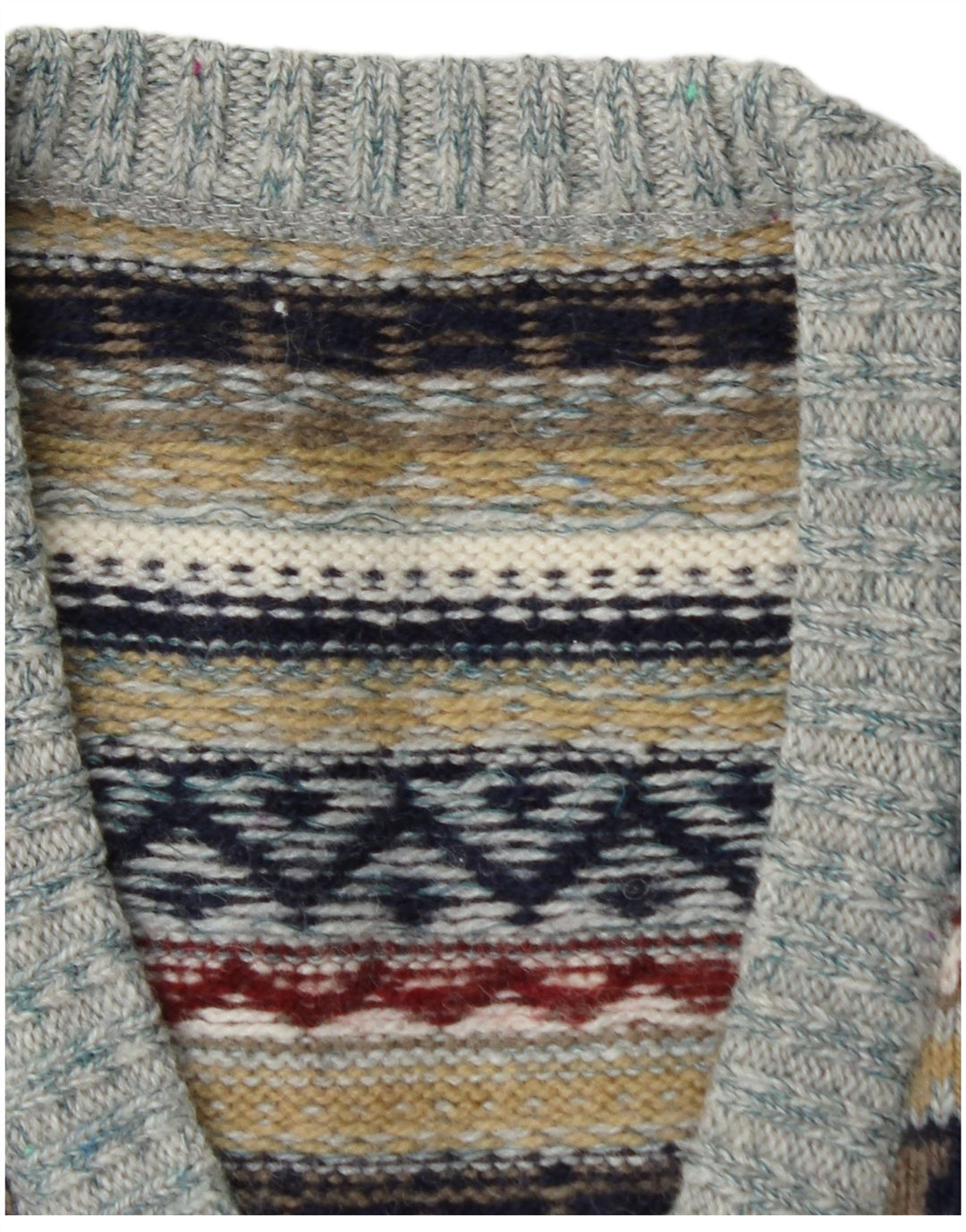 VINTAGE Mens V-Neck Jumper Sweater Small Multicoloured Striped