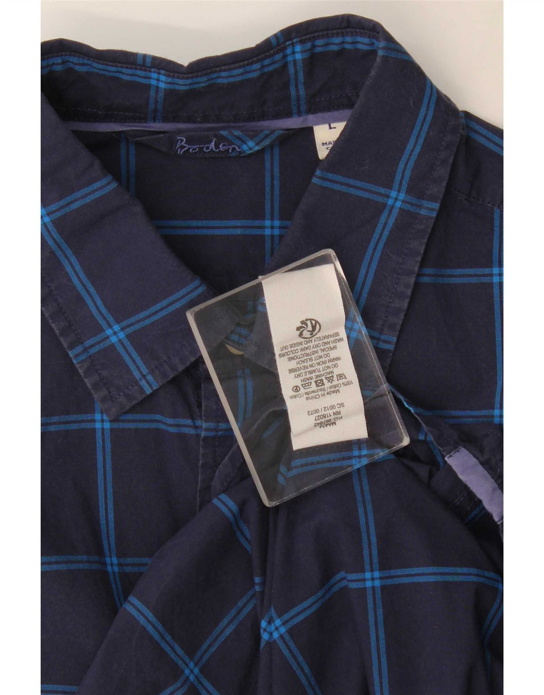 Camicia da uomo Boden Large in cotone a quadri blu navy