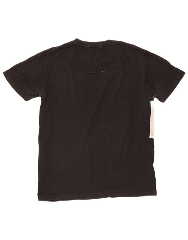 T-shirt grafica da uomo Puma Top Small in cotone color block nero