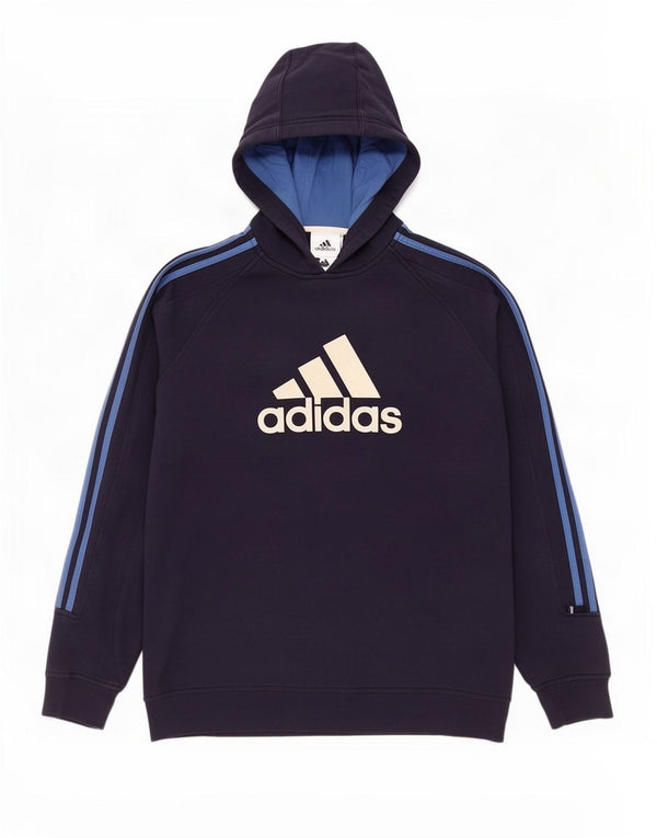 Felpa con cappuccio grafica da uomo Adidas Large in cotone blu navy