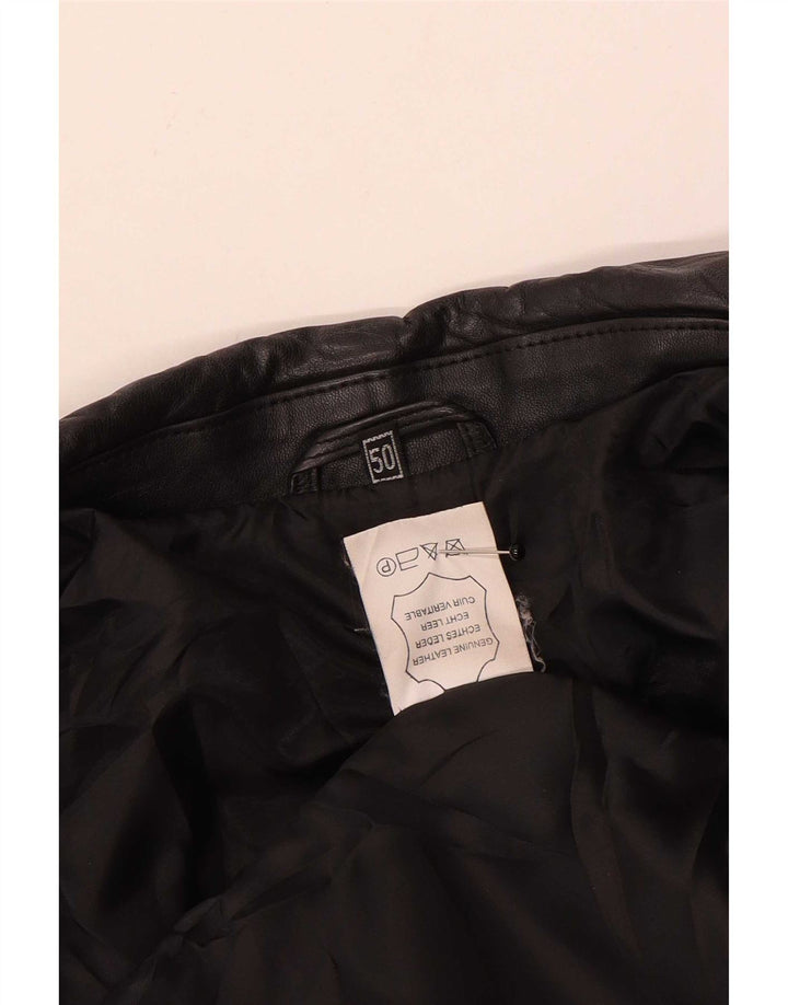 Giacca bomber in pelle da uomo vintage EU 50 Large Nero