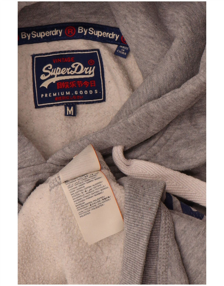 Maglione con cappuccio grafico da uomo Superdry in cotone chiazzato grigio medio