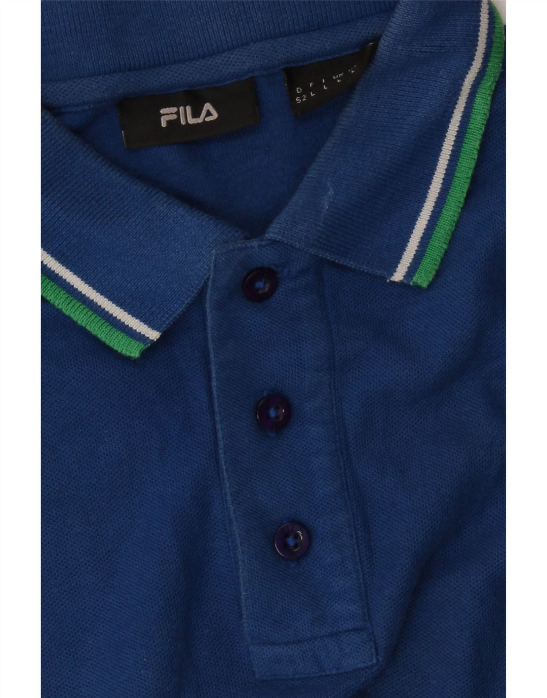 FILA Mens Polo Shirt Large Blue Cotton Vintage Fila and Second-Hand Fila from Messina Hembry 
