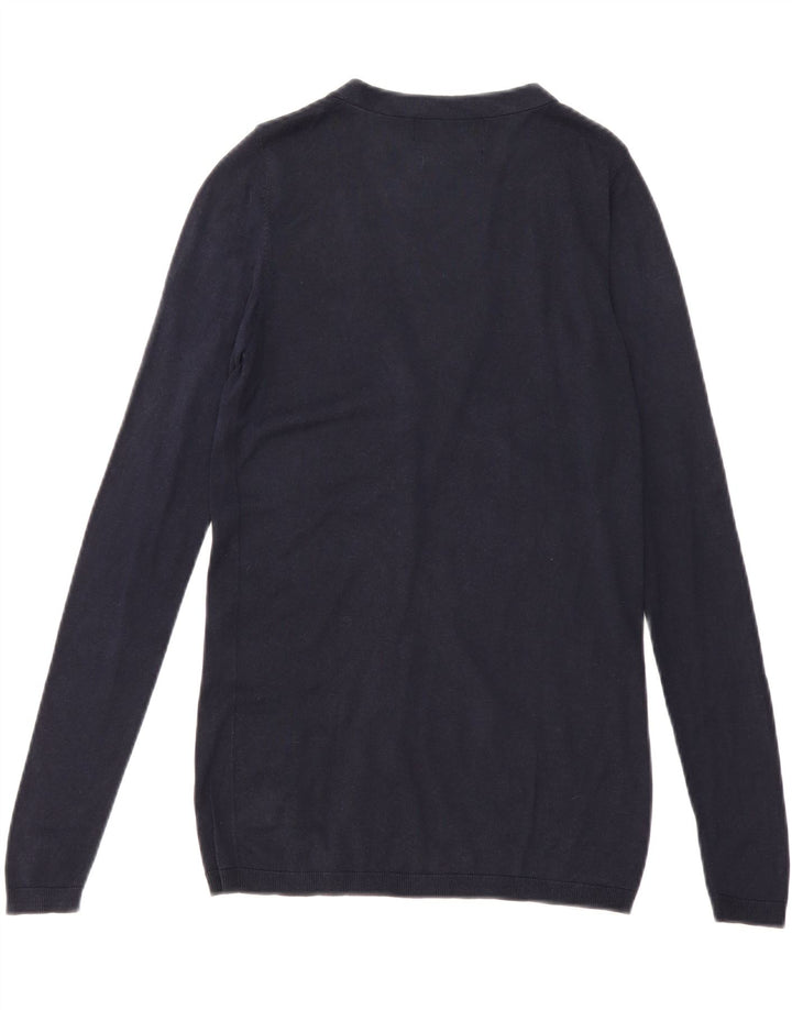 Maglione Cardigan da Donna ZARA UK 12 Medio Blu Navy Seta