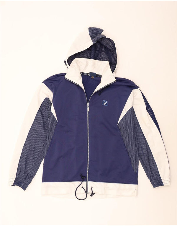 Giacca sportiva da uomo con cappuccio grafico Asics, grande, color block blu navy