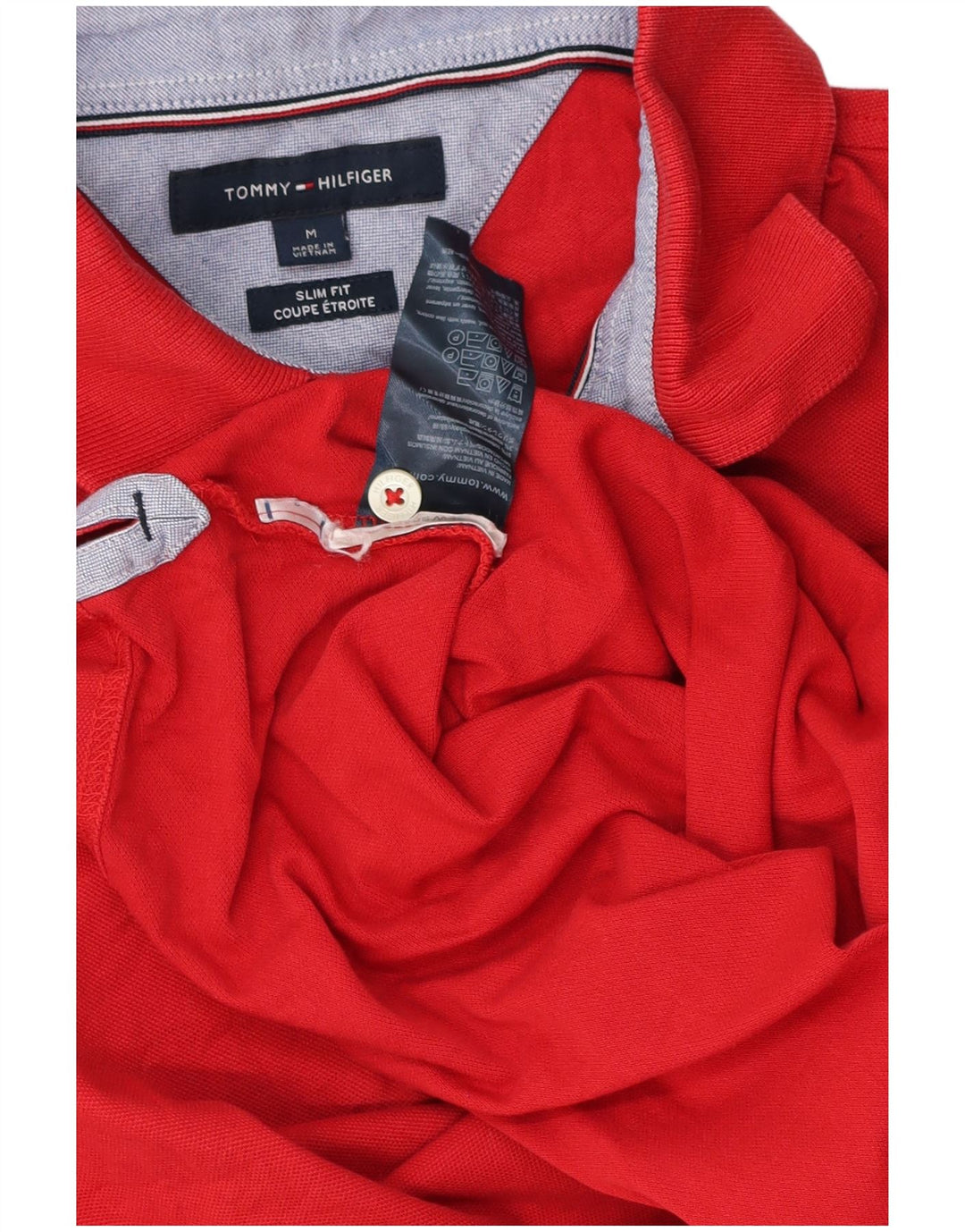 Polo da uomo slim fit Tommy Hilfiger in cotone rosso medio