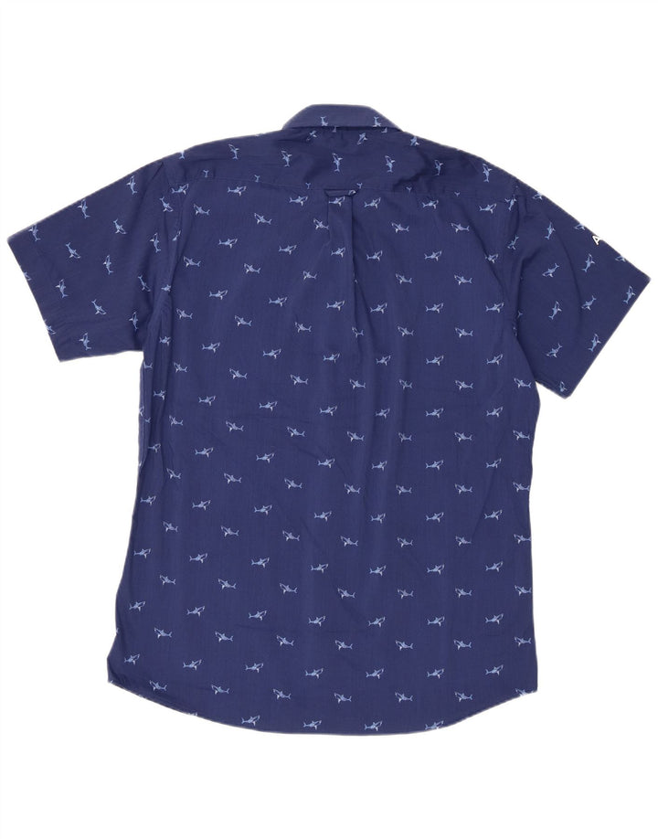 Camicia a maniche corte da uomo con motivo astratto Izod, grande poliestere blu