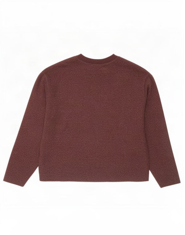 Top Zara da donna a maniche lunghe UK 14 Poliestere screziato bordeaux medio