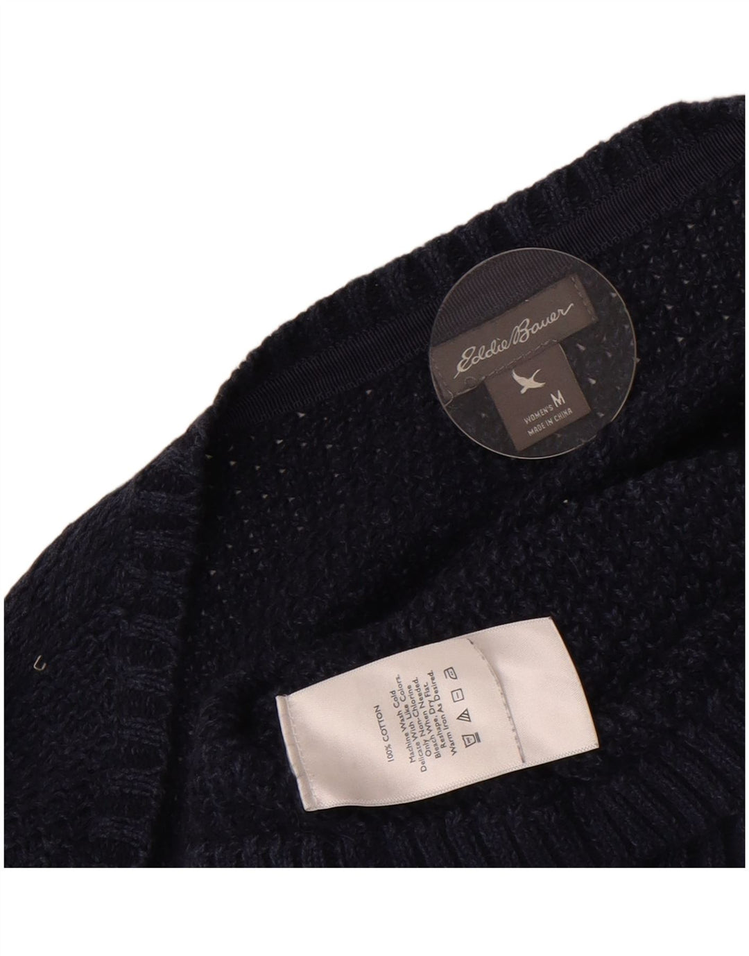 Maglione cardigan da donna Eddie Bauer UK 14 Cotone medio blu navy