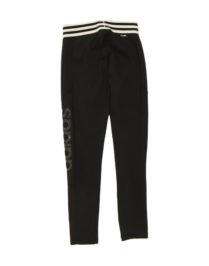 ADIDAS Womens Climalite Graphic Leggings UK 8/10 Small  Black Polyester Vintage Adidas and Second-Hand Adidas from Messina Hembry 