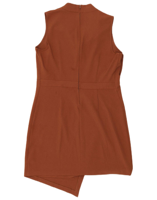 Abito tubino senza maniche da donna UK 16 Large Marrone Poliestere