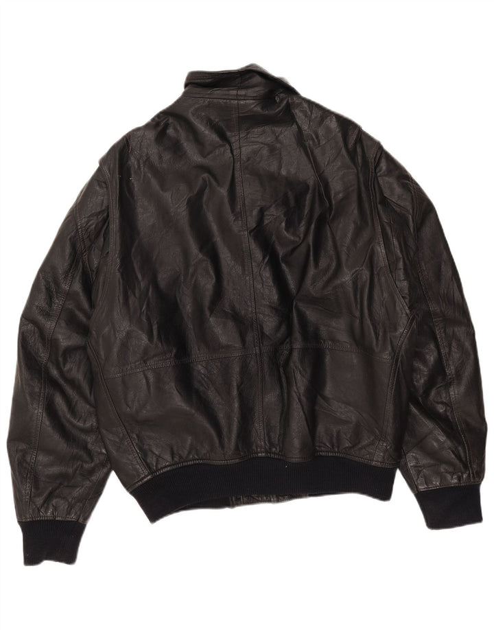 Giacca in pelle vintage da uomo IT 48 in pelle nera media