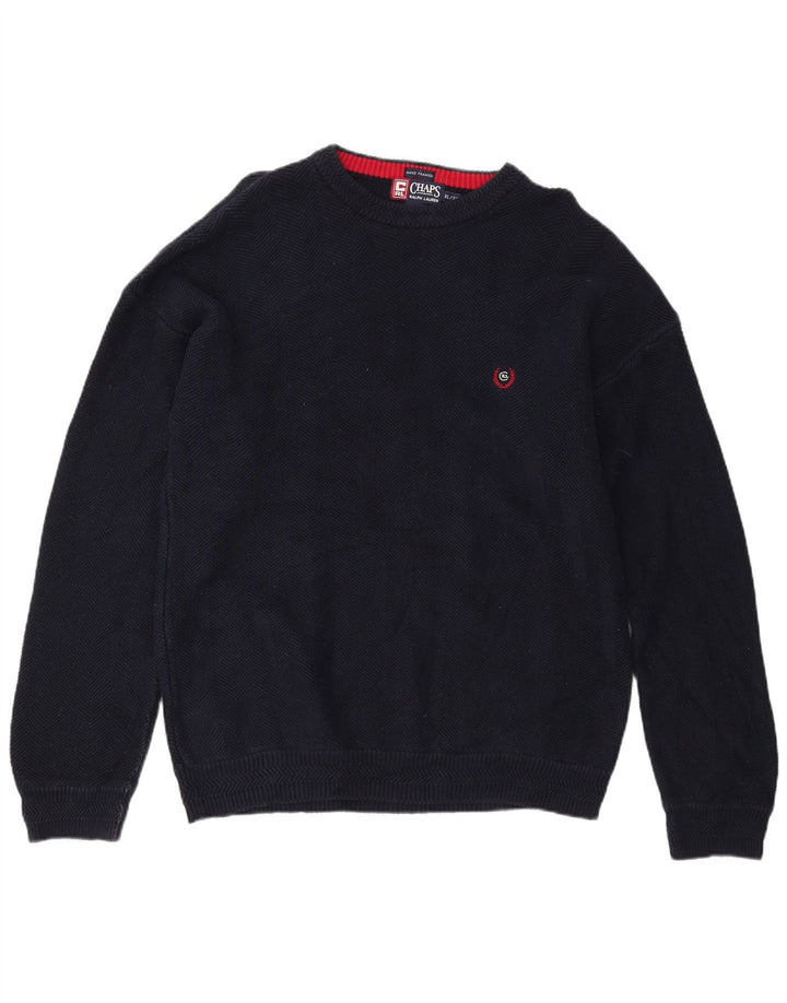 CHAPS RALPH LAUREN Maglione da uomo con scollo a barca XL Blu navy a spina di pesce