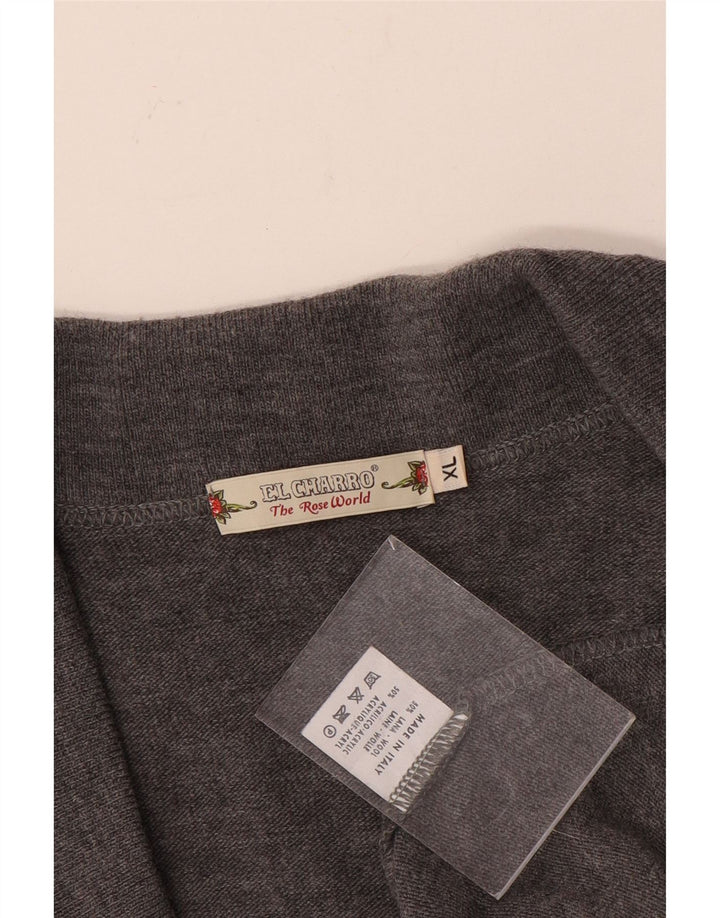 Maglione cardigan da uomo El Charro XL in lana grigia