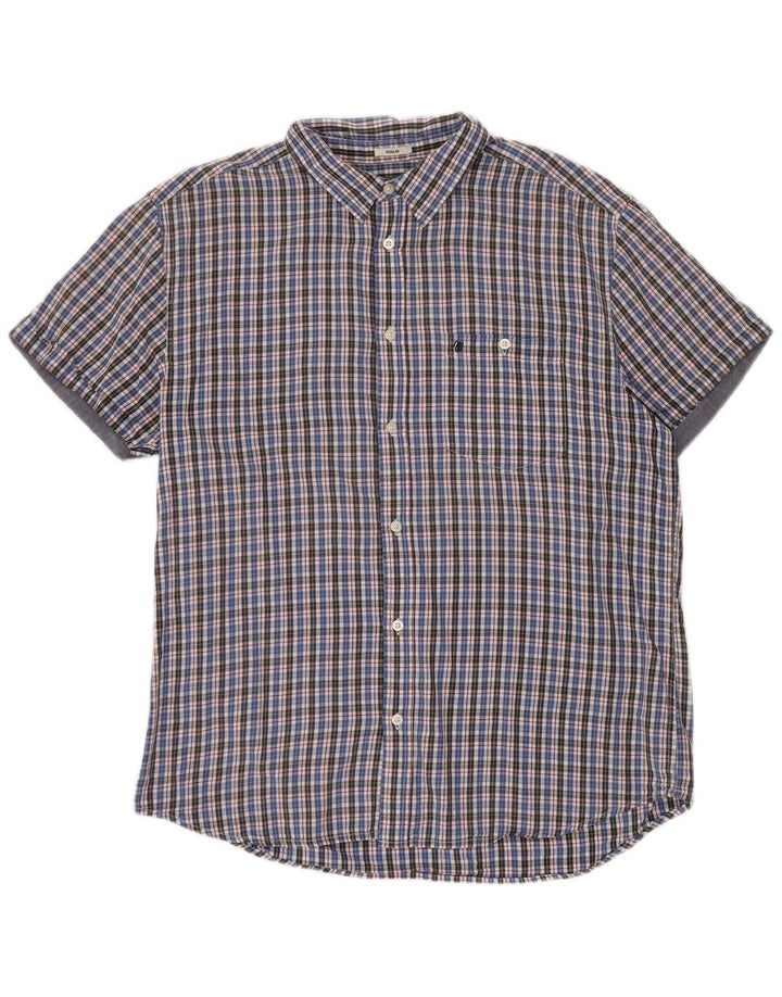 Camicia da uomo Wrangler a maniche corte vestibilità regolare 2XL in cotone a quadri blu