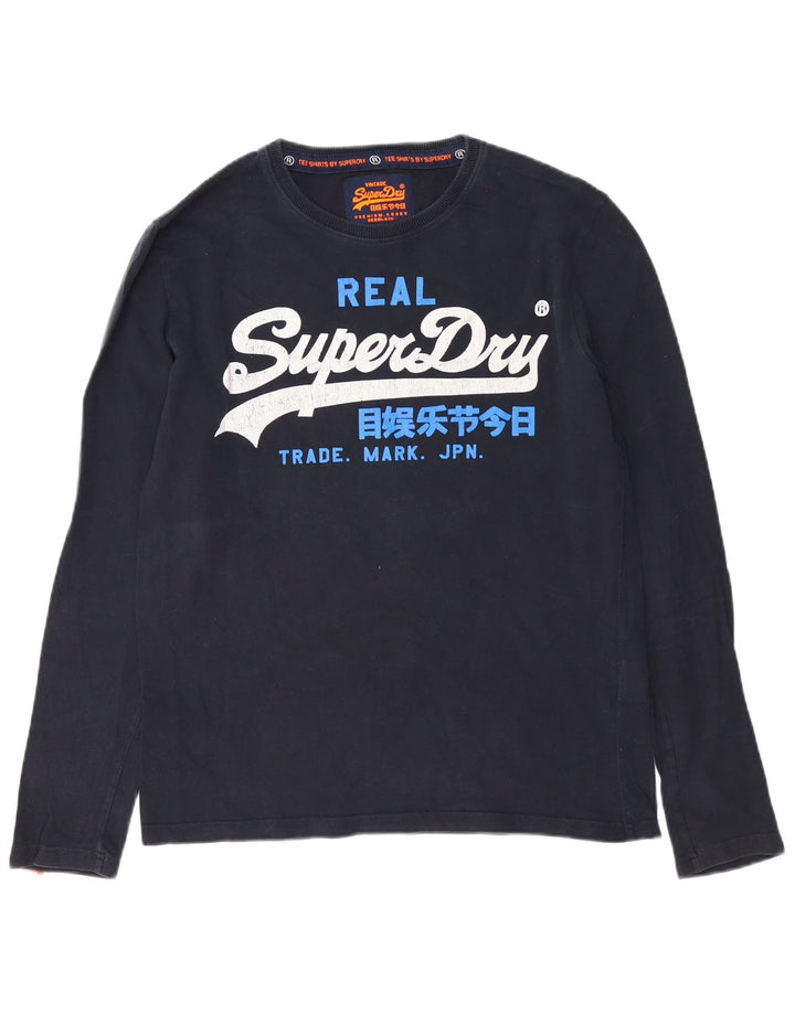 Top grafico da uomo Superdry a maniche lunghe in cotone nero di grandi dimensioni