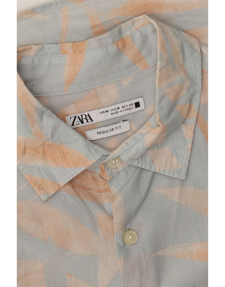 Camicia Zara da uomo a maniche corte, vestibilità regolare, blu medio floreale
