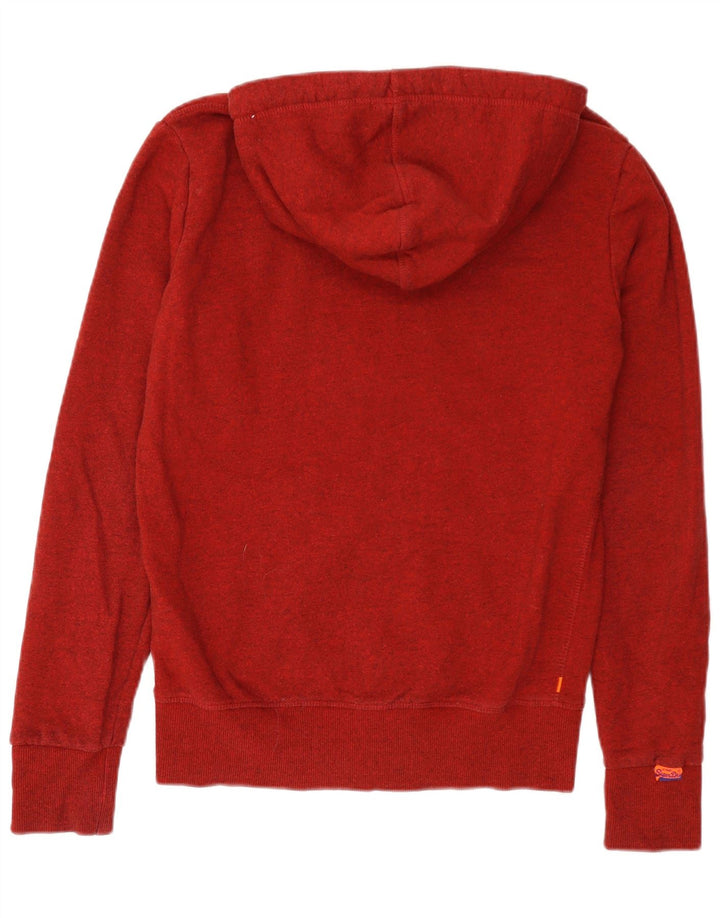 Maglione con cappuccio e zip grafica da uomo Superdry in cotone chiazzato rosso