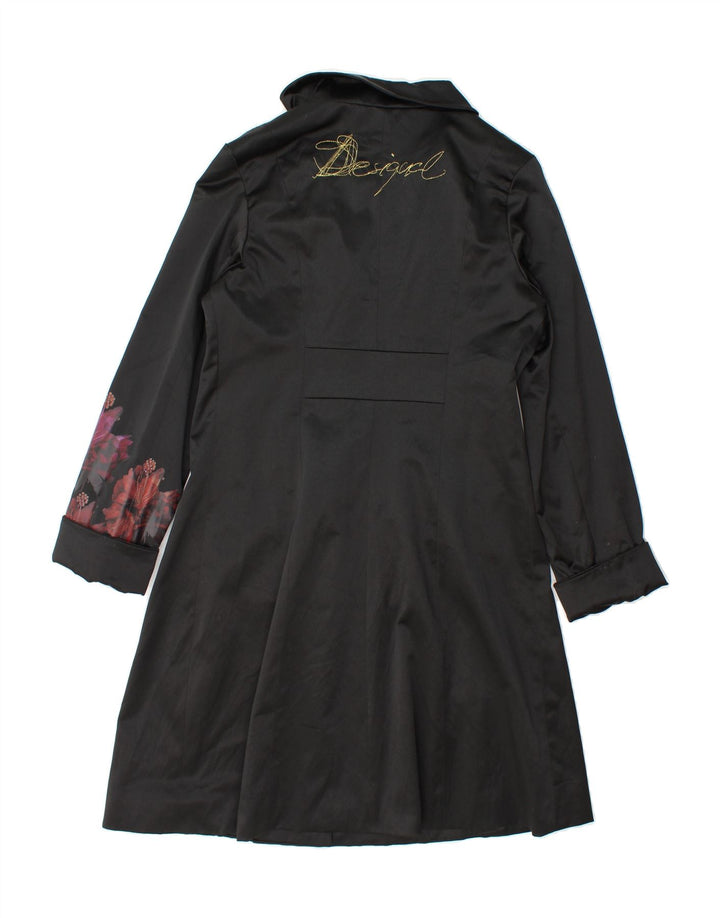 DESIGUAL Womens Overcoat EU 40 Medium Black Floral Vintage Desigual and Second-Hand Desigual from Messina Hembry 
