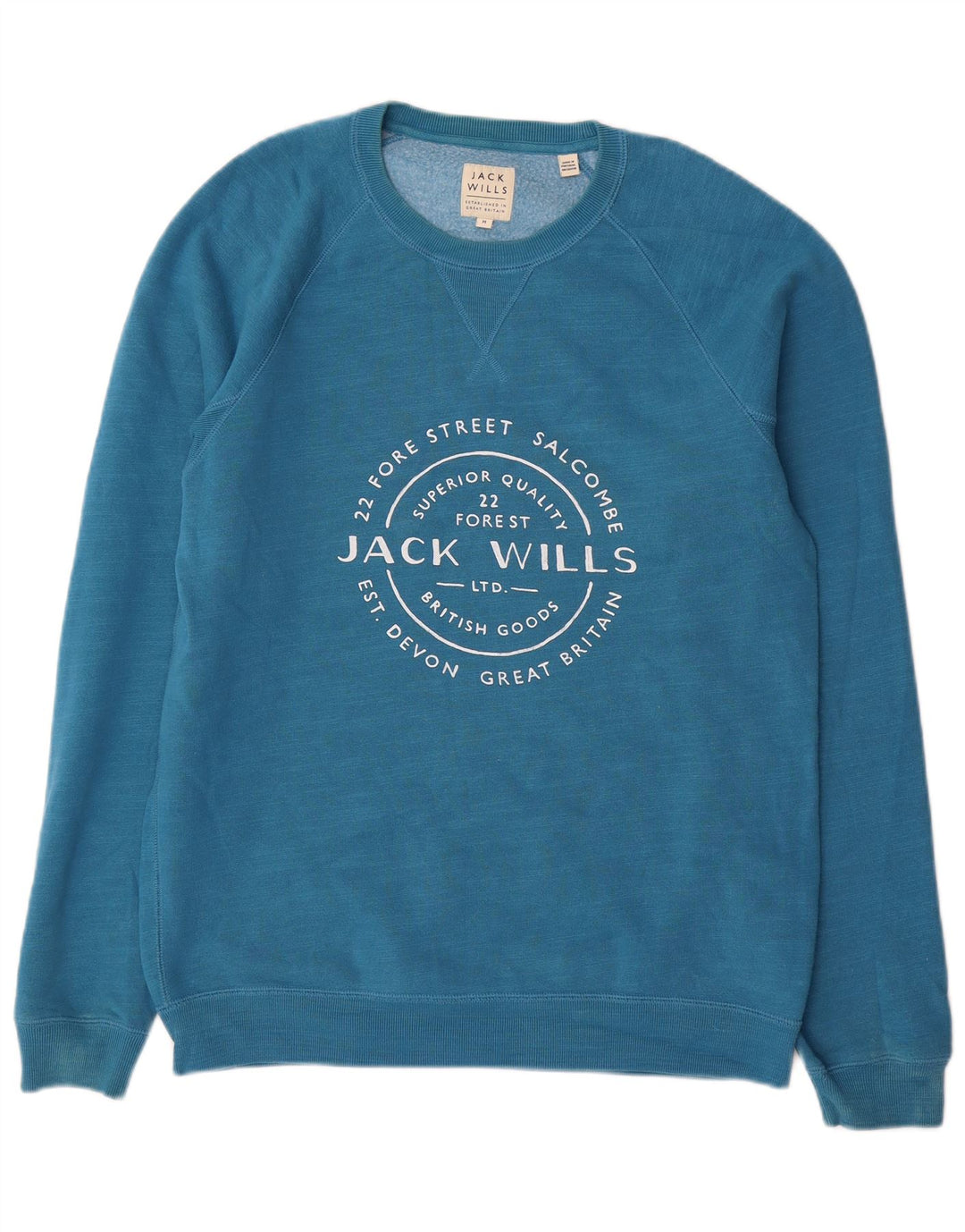 Felpa grafica da uomo Jack Wills, maglione, cotone blu medio
