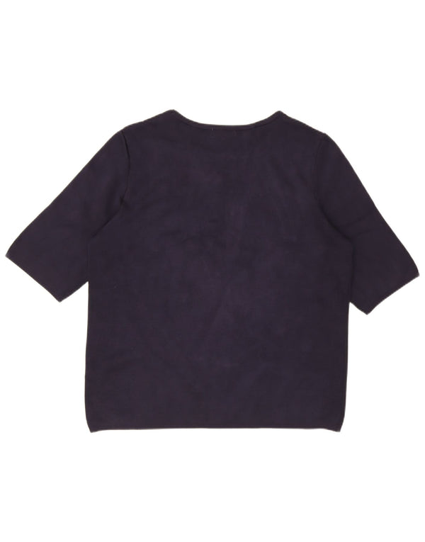 Monsoon Maglione da donna con scollo a barchetta UK 16 Grande blu navy floreale