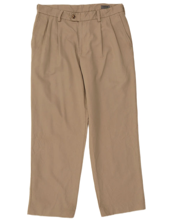 Pantaloni chino da uomo con pegging IZOD W32 L30 poliestere beige