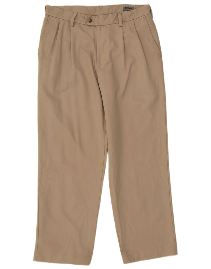 Pantaloni chino da uomo con pegging IZOD W32 L30 poliestere beige