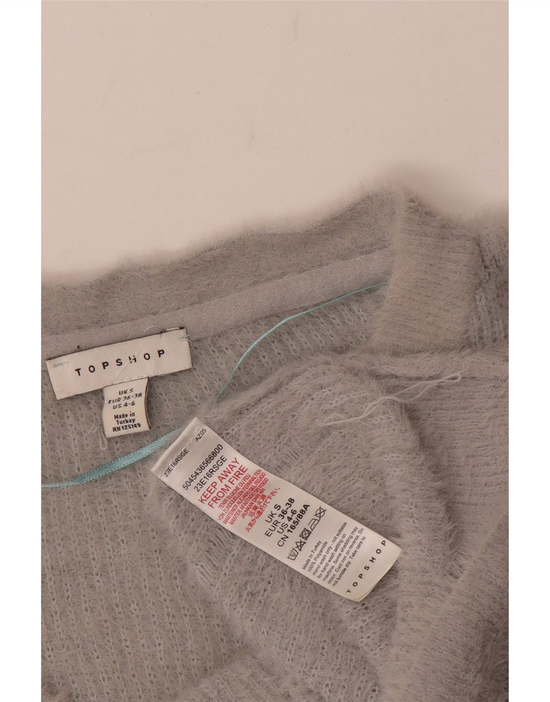 Maglione maglione oversize con scollo a V corto da donna Topshop UK 10 piccolo grigio