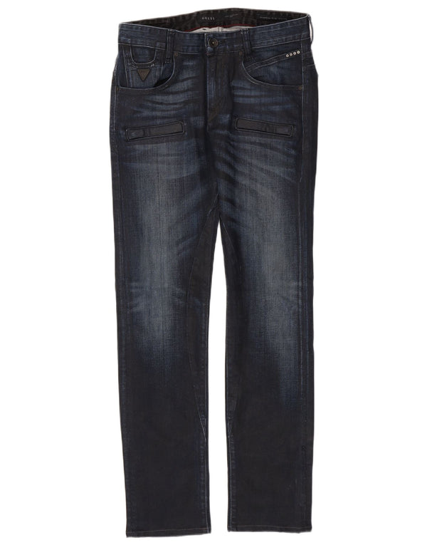 Jeans dritti da uomo Guess W30 L32 in cotone blu navy