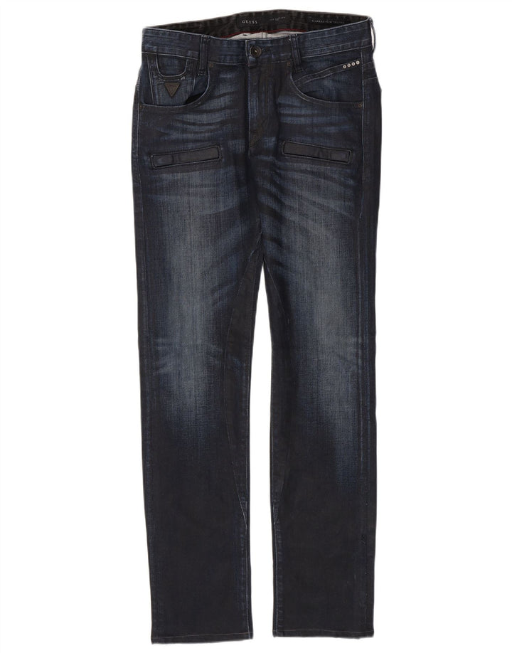 Jeans dritti da uomo Guess W30 L32 in cotone blu navy